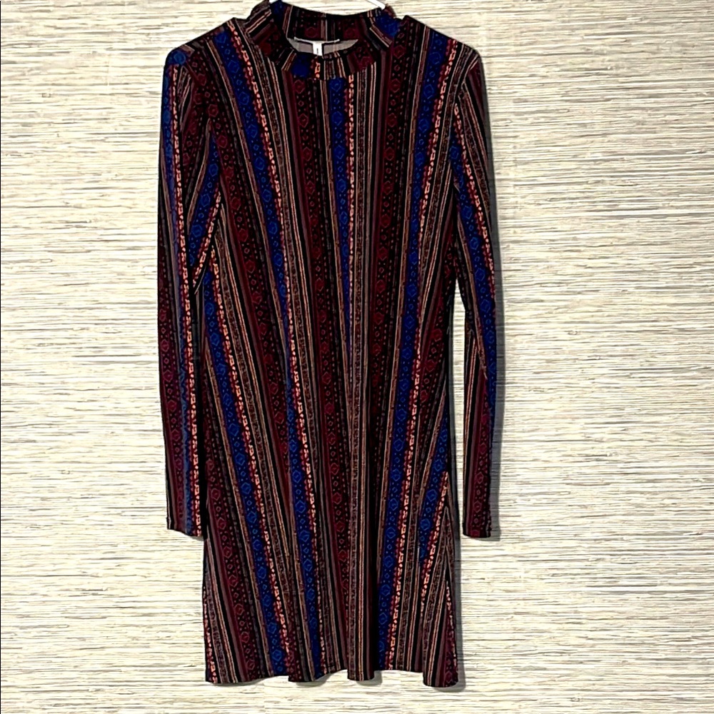 BCBGeneration Aztec Mock Neck Long Sleeve Sheath Dress M (742)